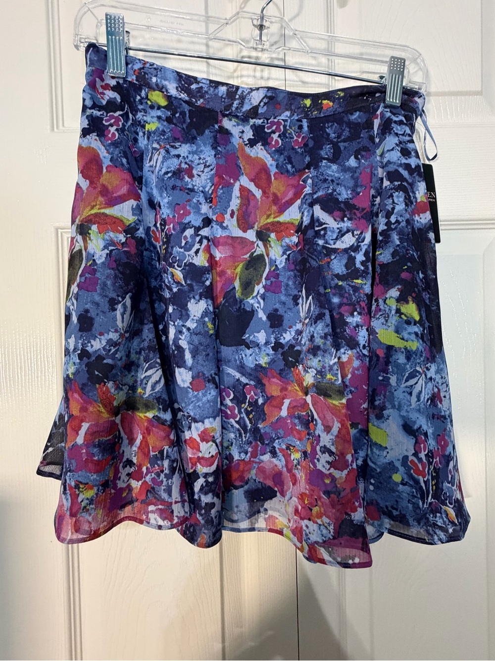 Lauren Ralph Lauren Floral Blue A-Line Skirt NWT